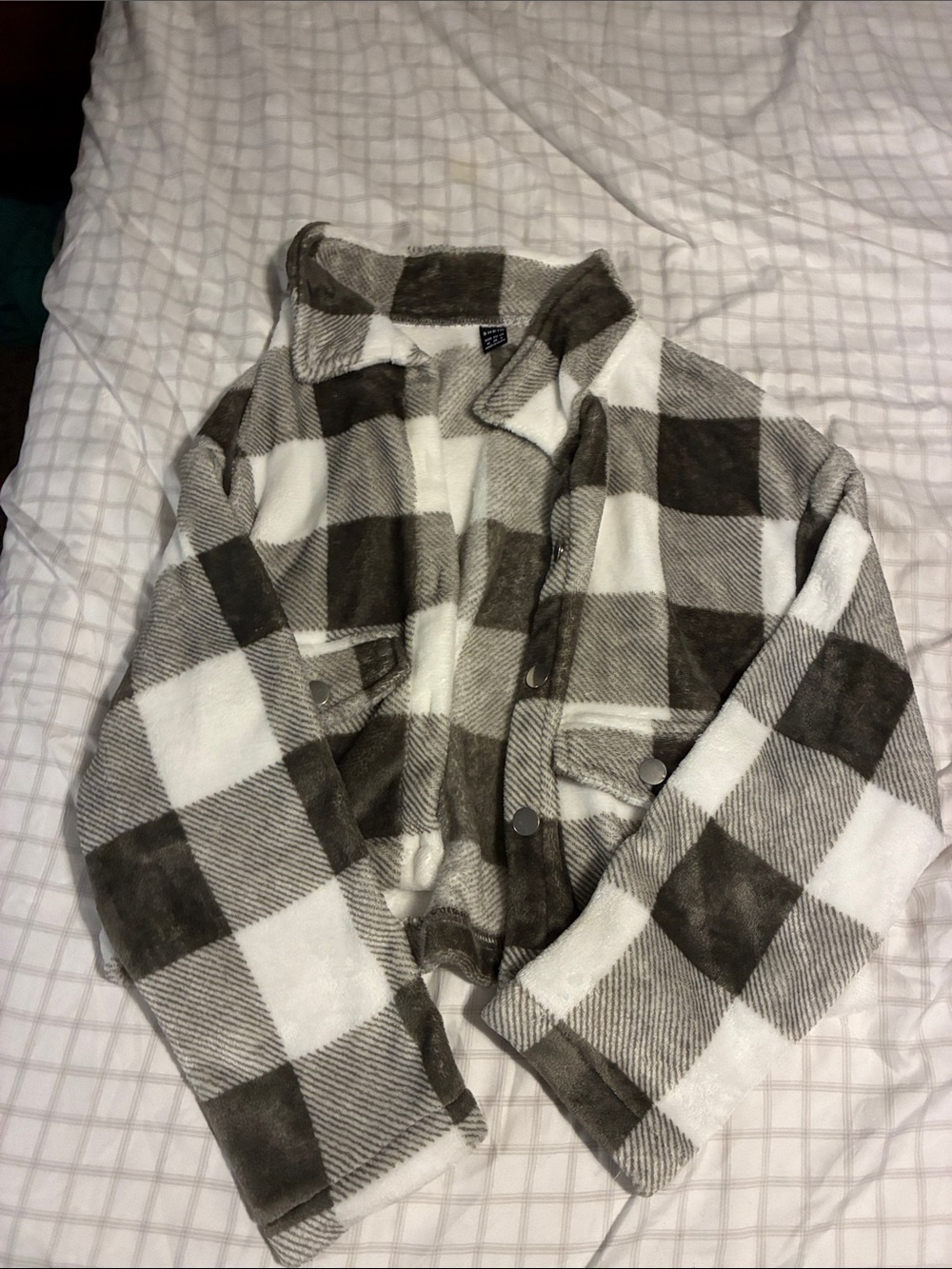 Men's Plaid Button-Up Shacket Jacket - Brown & White